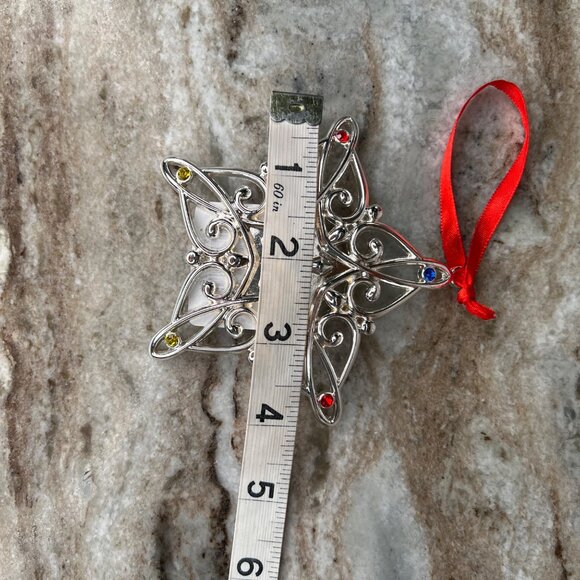 Lenox Sparkle & Scroll 4” Snowflake Ornament Multicolored Gems Silver-plate - Picture 6 of 6